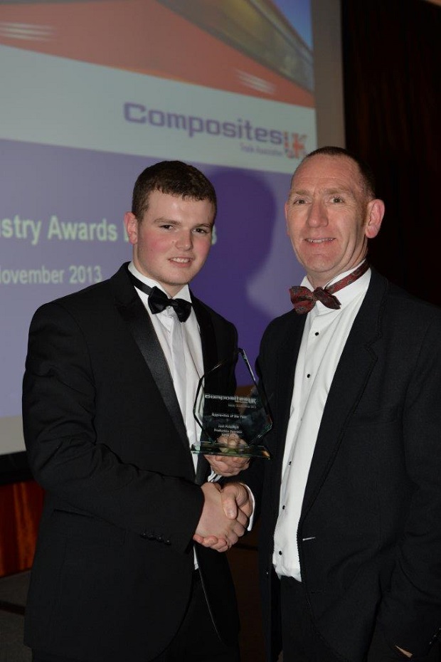The award was presented to Josh Pickersgill of MPM by Tom Preece of The Composites Skills Alliance. © Composites UK